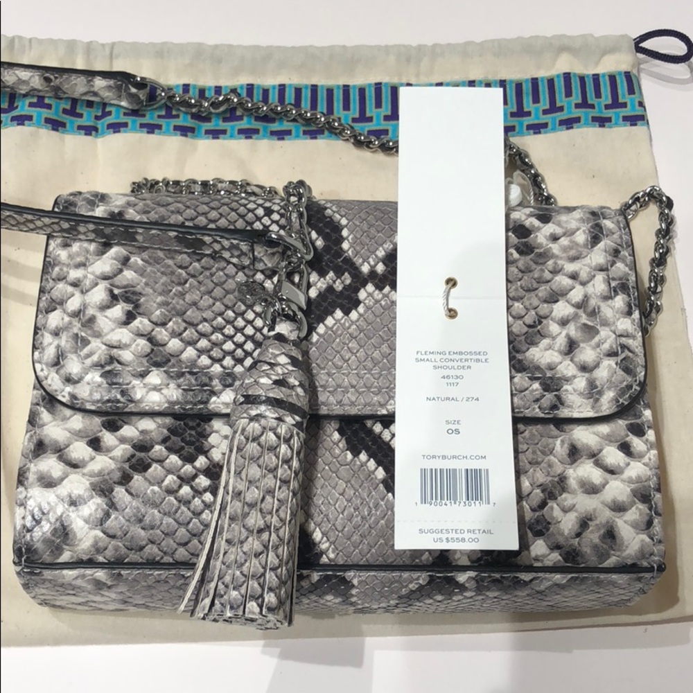 Tory Burch Fleming Embossed Small Convertible